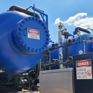 close up shot of a frac tank