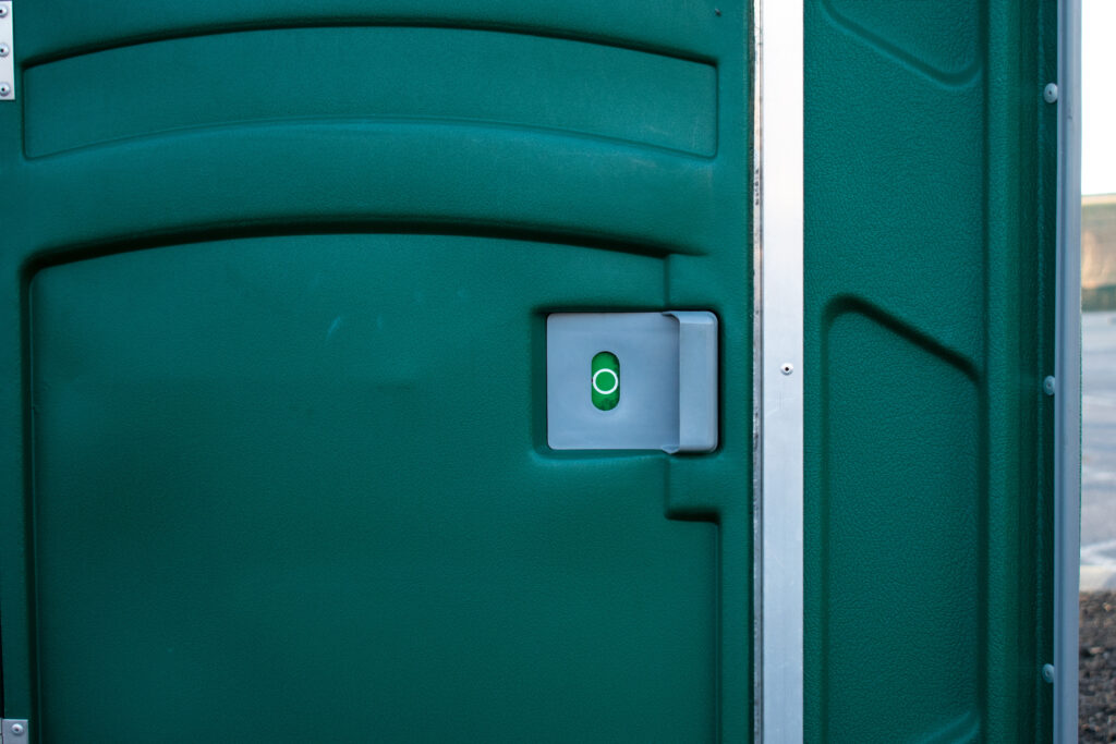 shot of an unlocked porta potty lock mechanism