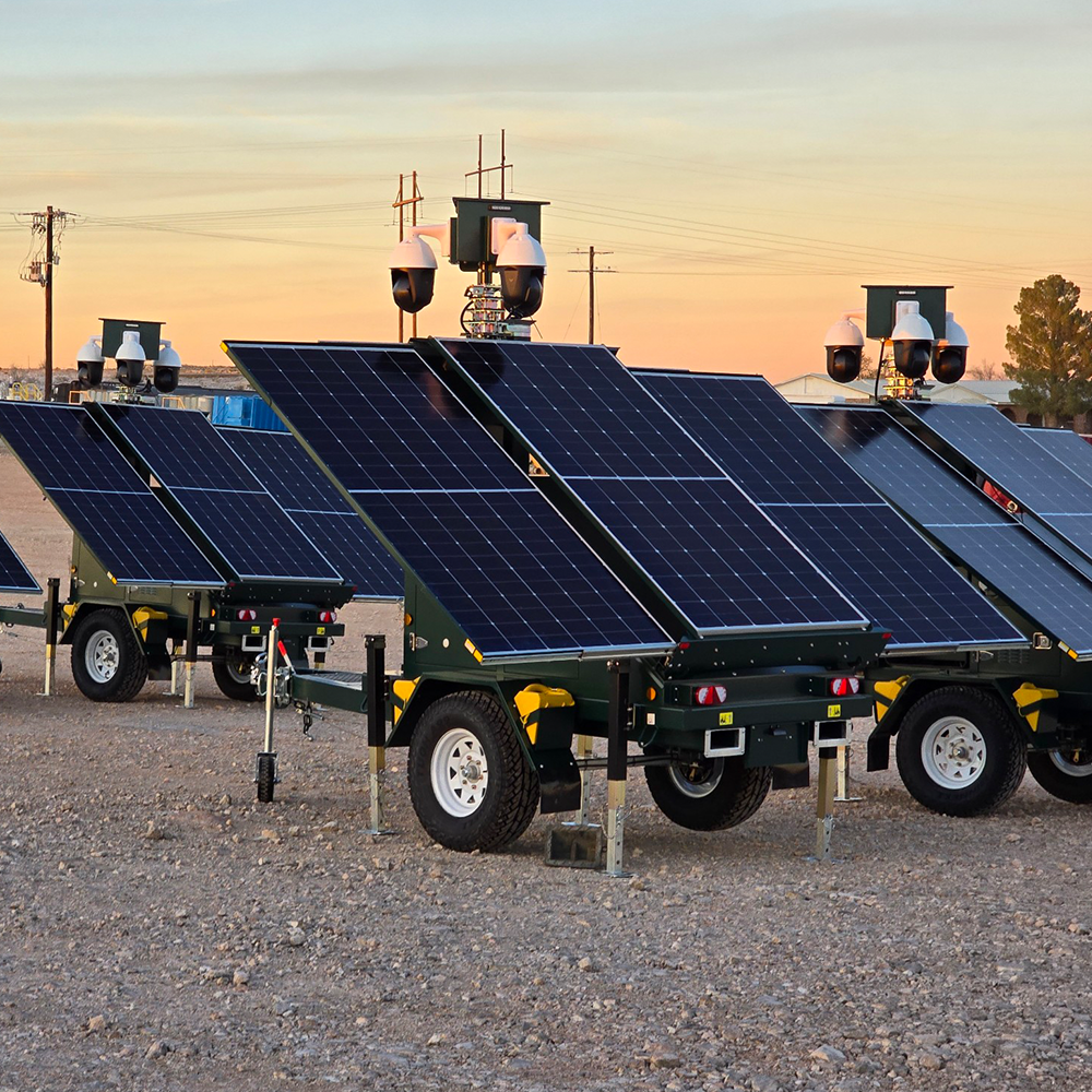 solar panels ready to be deployed with security cameras